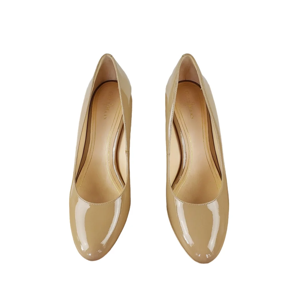 Cole Haan Chelsea Platform Patent Leather Nude Pumps Heels 9.5B - Picture 3 of 10
